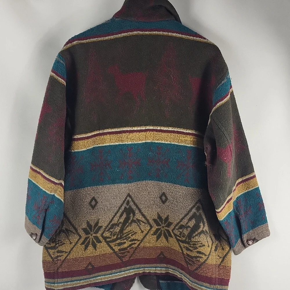 Women's Multicolor Wool Blend Jacket Southwestern Style - Picture 2 of 8